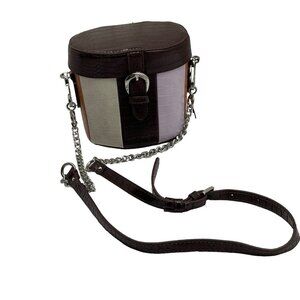 Madden NYC Womens Buckle Canteen Crossbody Bag Purse Chain Accent Color Block